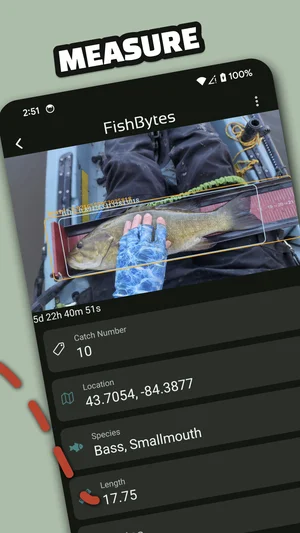 Fish details showing length measurement